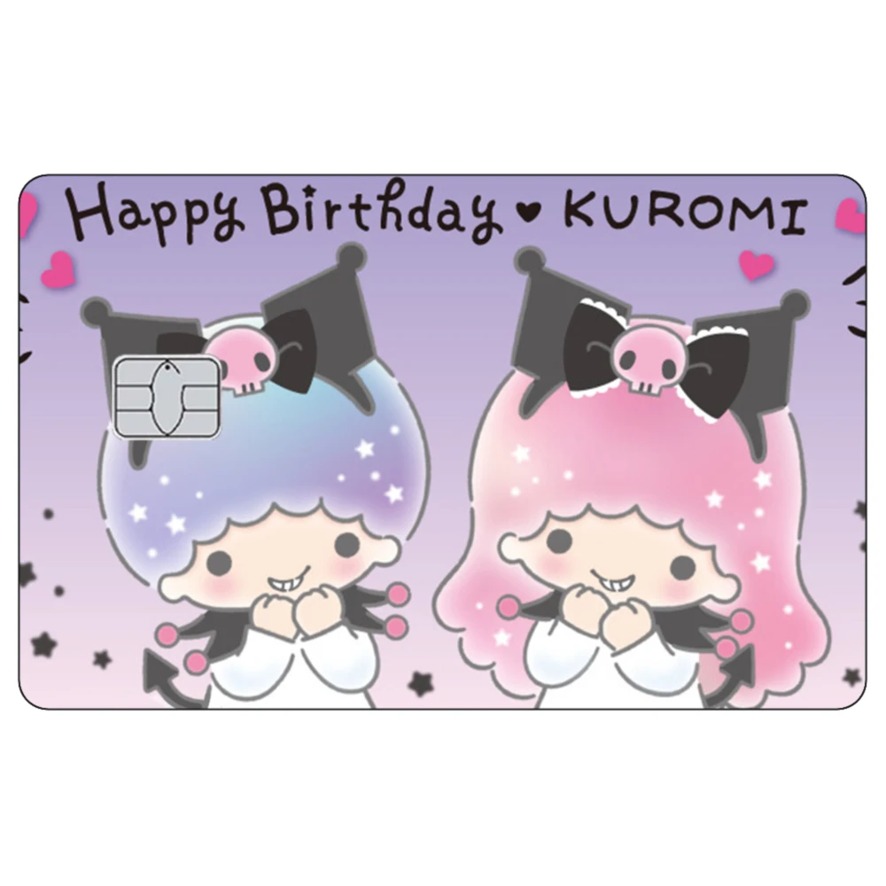 ملصقات Kawaii Little Twin Stars لبطاقة الائتمان للزوجين غير اللامعة مناسبة لبطاقات بنك VISA JCB MasterCard وبطاقات IC الأخرى