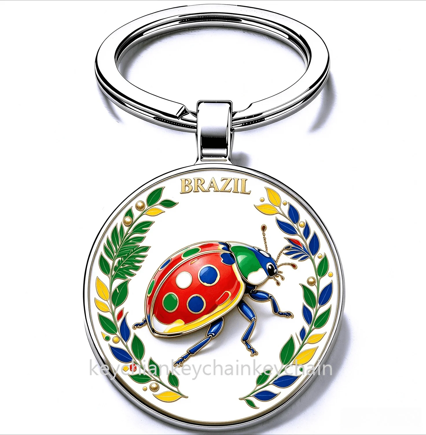 Brazil Ladybug Keychain Key Ring Pendant Car Bag Key Holder Travel Souvenir Gift
