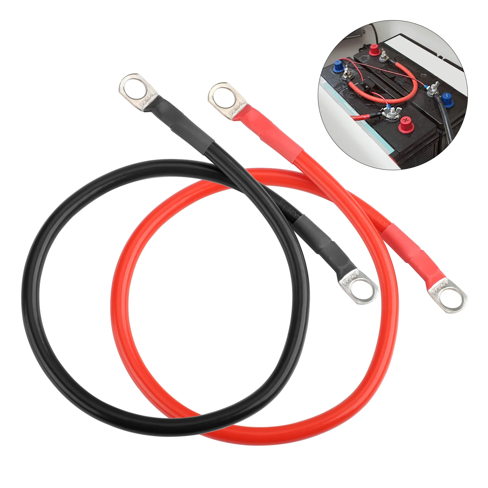 

2Pcs Wire Red Copper Core Tin-plated Lug with Terminals Battery Connection Cable Set Soft Battery Cable Silicone wire Connection