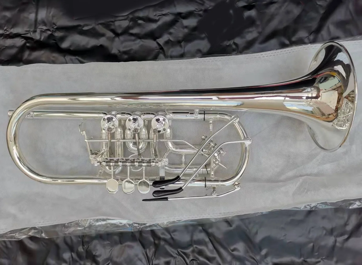 Customized Professional Silver Plated C Key Rotary Trumpet