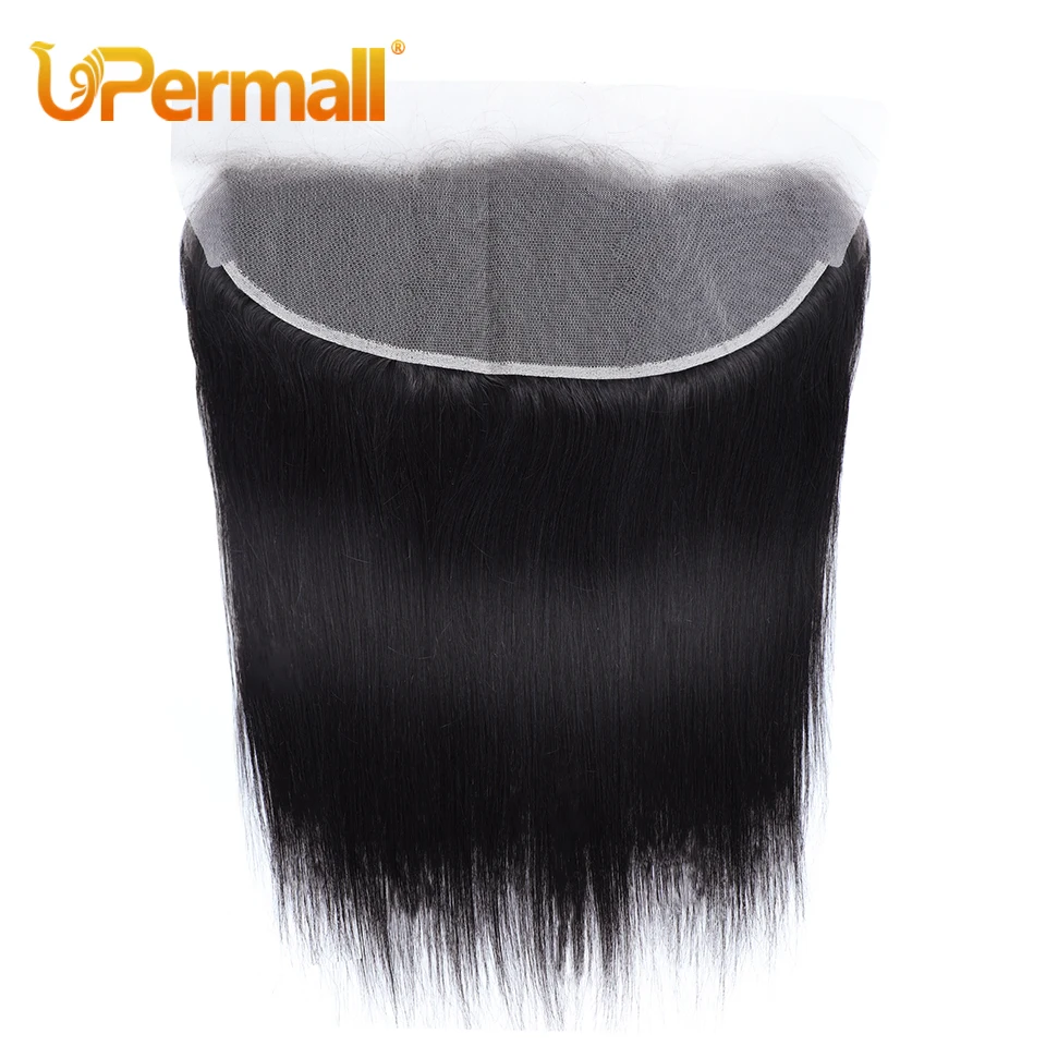 Upermall Pre Plucked Swiss 4x4 Lace Closure 13x4 Frontal Transparent Can Be Bleached Brazilian Human Hair Straight Body Wave