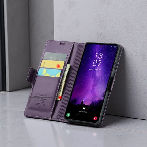 Magnetic Flip Wallet Cards Leather Magsafe Case for Samsung Galaxy A06 A16 A55 A35 A25 15 05S S25 S24 S23 22 Ultra Plus FE Cover