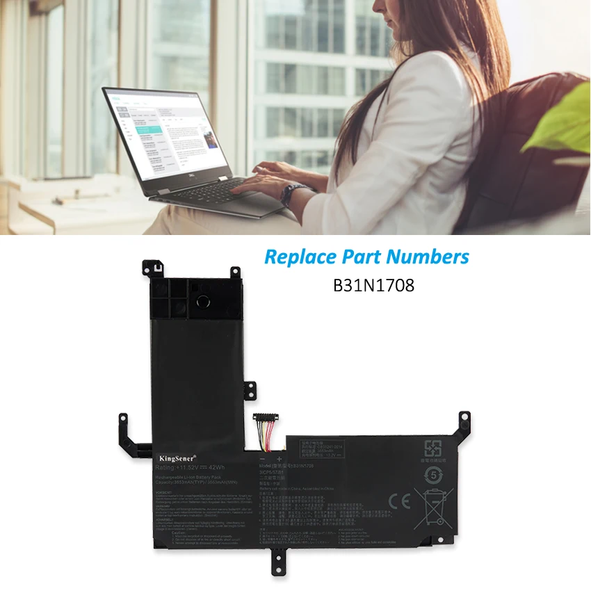 Imagem -02 - Kingsener B31n1708 Bateria do Portátil para Asus Vivobook Flip Tp510 Tp510ua Tp510uf Tp510uq Tp510ua1a Tp510uf-1a Série Tp510uq