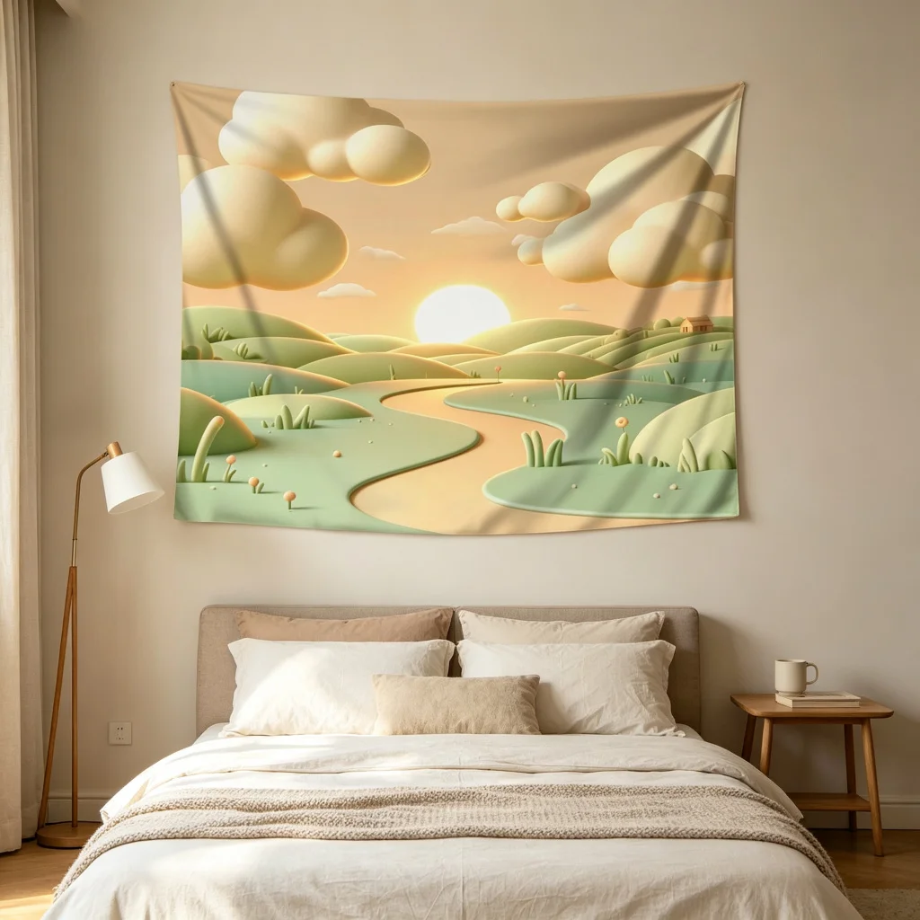 1PC Cloud Sunset Print Backdrop Banner, Bedroom Living Room Photo Background, Polyester Wall Hanging, Home Decor, Wall Art