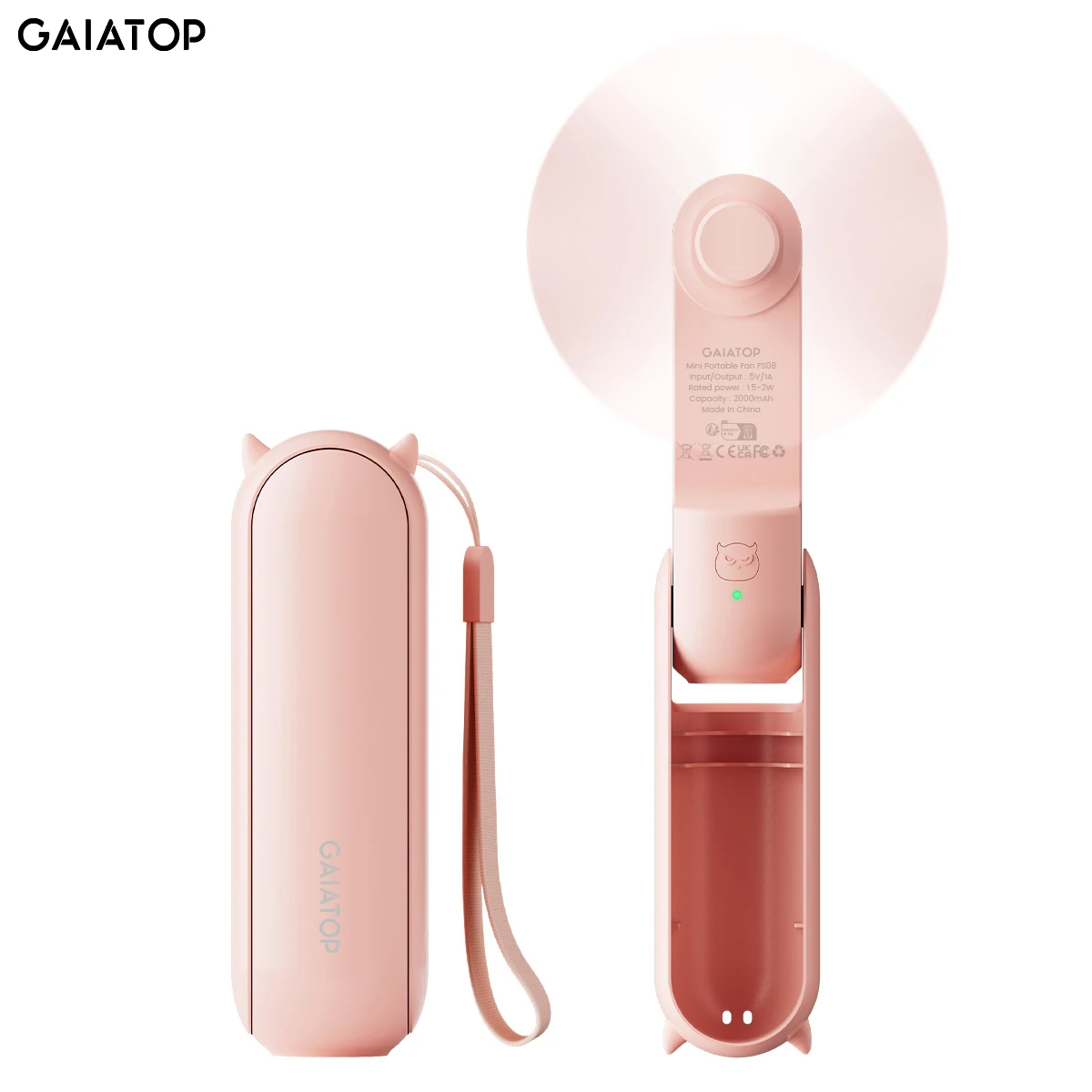 Portable Handheld Fan, Mini Rechargeable Folding Fans with Power Bank USB Battery Operated, Small Pocket Design for Travel Lash