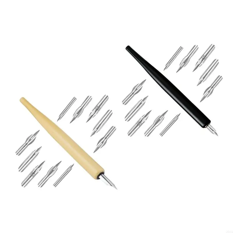 

Dip Pen Holder with 5 Interchangeable Tip Fountain Pen Calligraphy Dip Pen for Beginner Artist Writing Drawing 203A