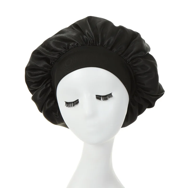 Women Satin Bonnet Spandex Wide Stretchy Band Bonnet for Women