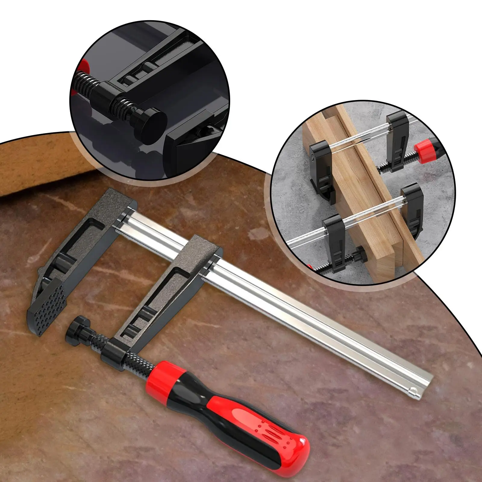 Quick Release Woodworking F Clamp Heavy Duty Carbon Steel Bar Clip Ergonomic Grip for Wood Metal DIY Projects