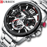 CURREN Casual Business Chronograph Waterproof Stainless Steel Watch Mens New Luxury Fashion Quartz Men wristwatch  часы мужские