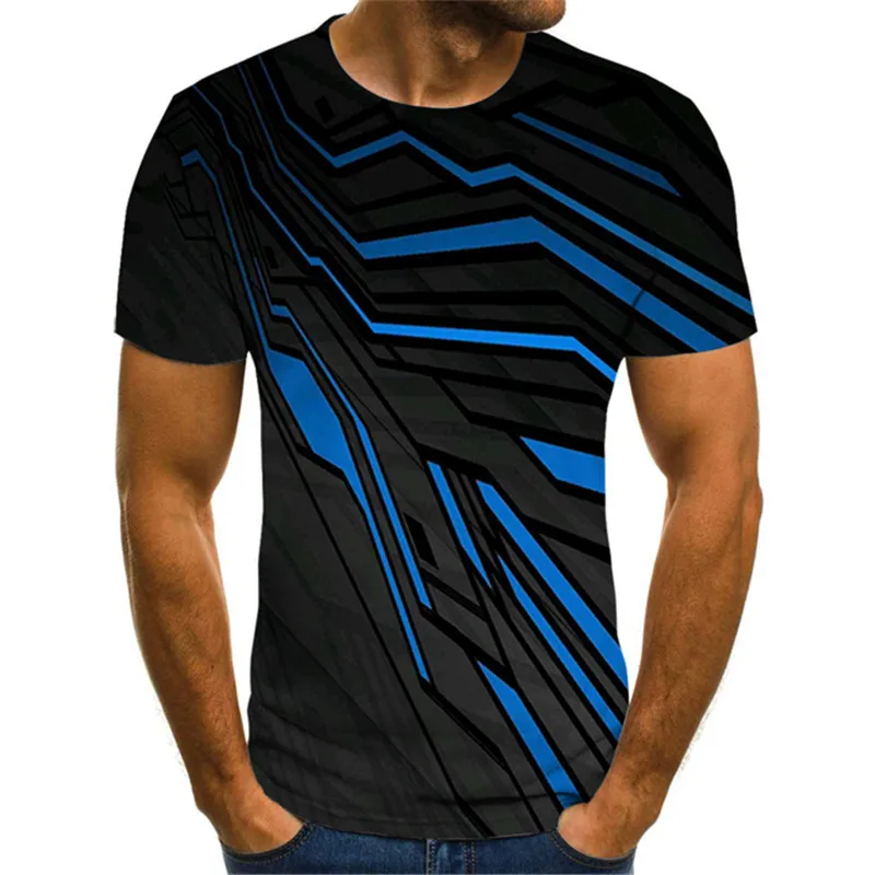 Summer Fashion Trend Geometric Fringe Men T-shirts New Casual 3D Printed Short Sleeve Leisure Round Neck streetwear Tees Tops