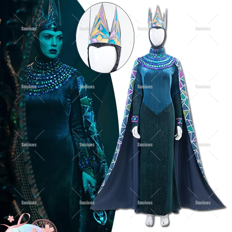 

Аниме принцесса мачеха злой королева косплей костюм длинный плащ платье Корона браслет с драгоценными камнями ювелирные изделия для женщин Хэллоуин вечерние