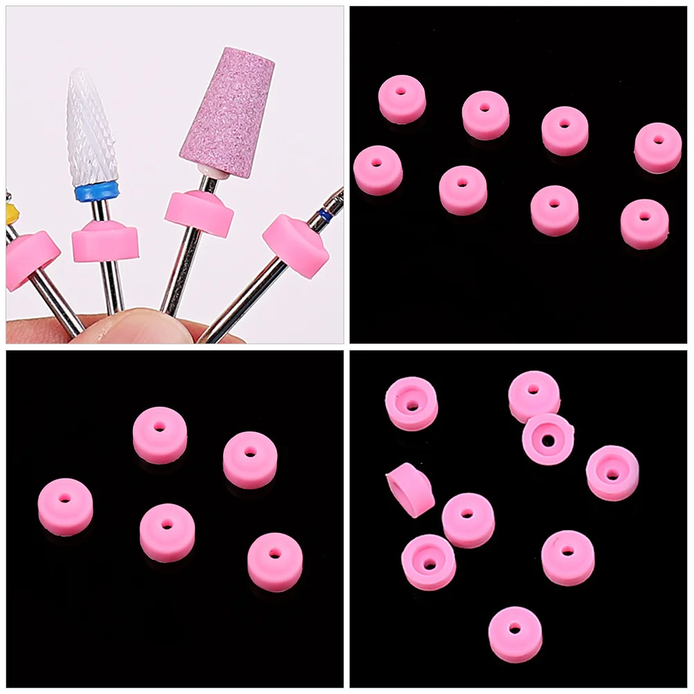 20 Stuks Boor Stofkappen Siliconen Anti-Stofkappen Voor Elektrische Bestand Bits Manicure Tool Accessoires Slijpen Hoofd Schilden nail Art