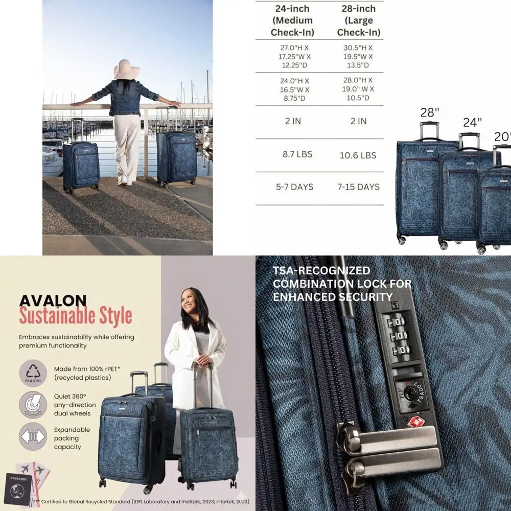 

Sustainable rPET 2-Piece Luggage Set, Lightweight & Eco-Friendly, Expandable with Spinner Wheels, Serengeti Night (20 & 28)