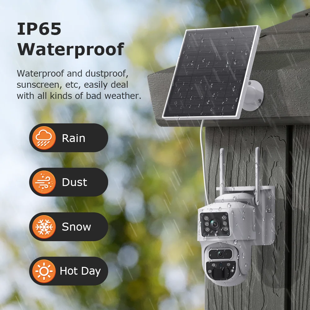 6MP PIR Human Detection Solar WiFi PTZ Camera Outdoor Mini Panoramic IP Security CCTV Network Camera