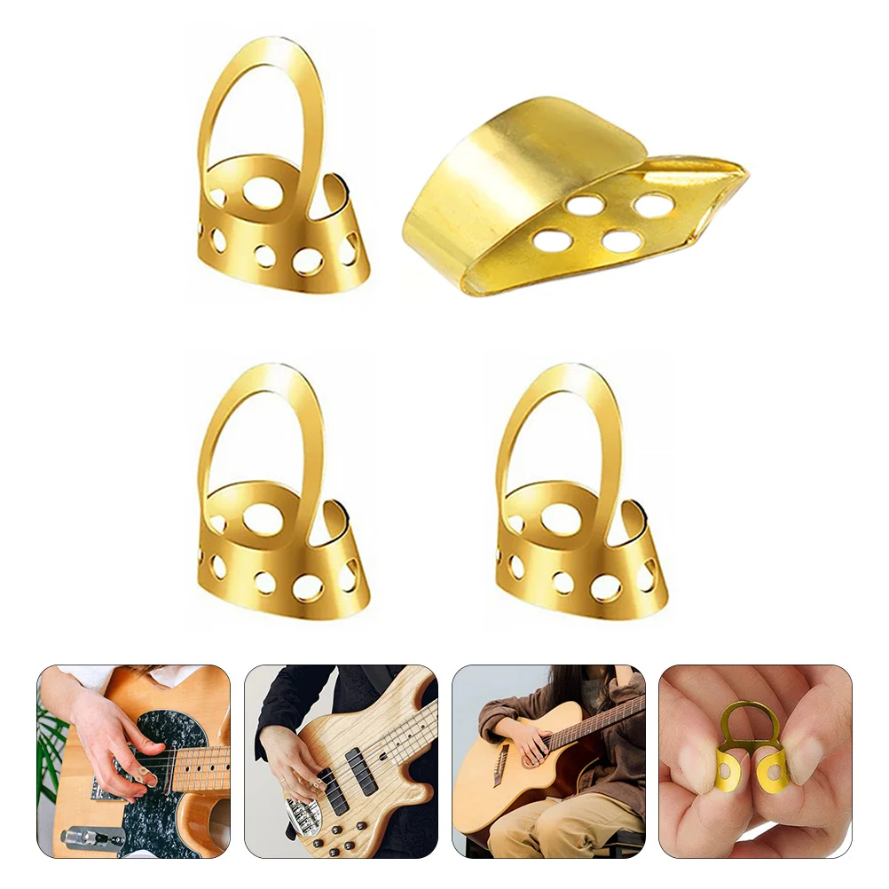 

4Pcs Professional Guitar Thumb Picks Durable Stainless Steel Plectrums for Various String Instruments Thumb Pick