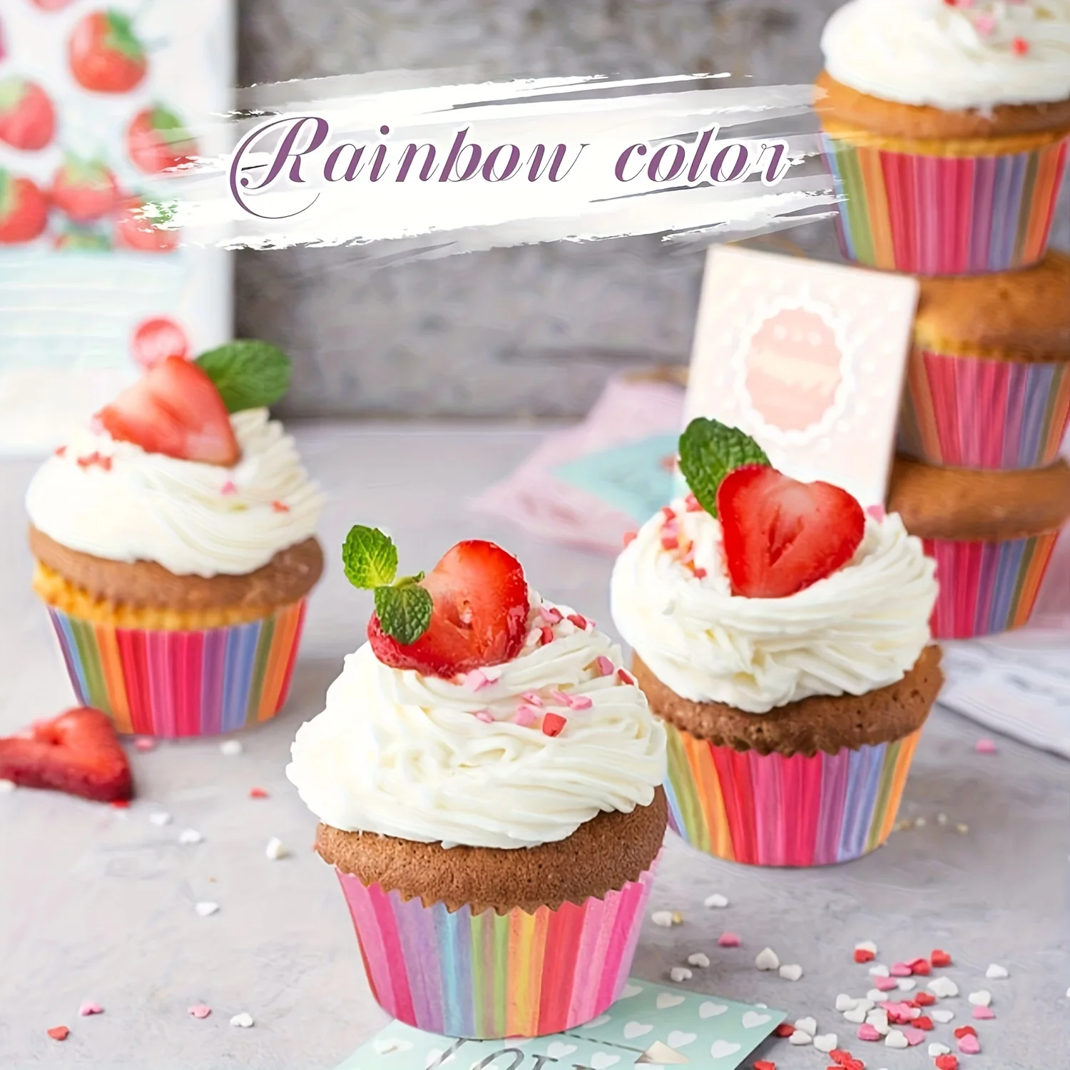

100-Pack Colorful Cupcake Wrappers Greaseproof Muffin Baking Cups Party Supplies