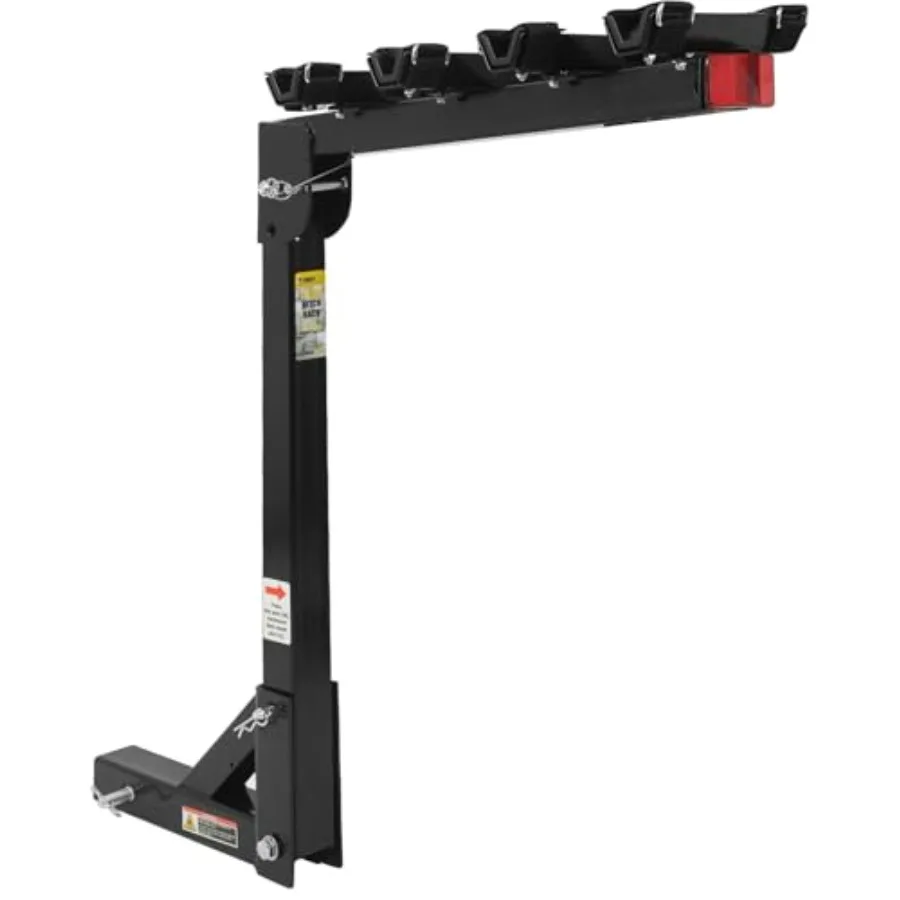 

Hitch Mount 4 Bike Rack 150 lb Capacity Heavy-Duty Swing Down Design Fits Cars Trucks SUVs and Minivans with Safety Reflector E
