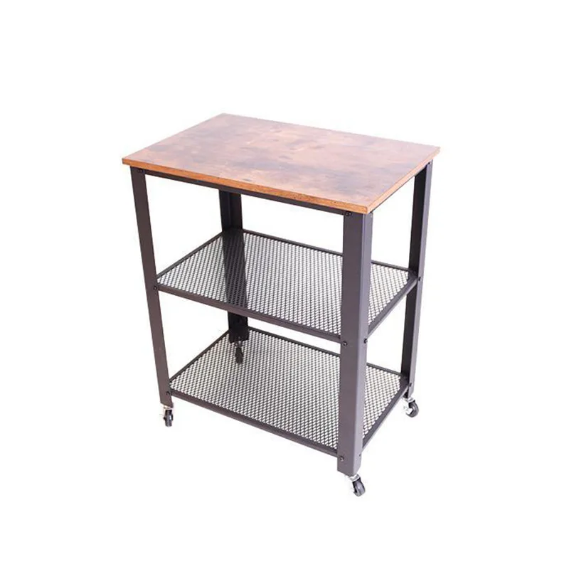 Storage Rack with Detachable Iron Art Multi-layer Retro Storage Rack and Movable Living Room Side Table