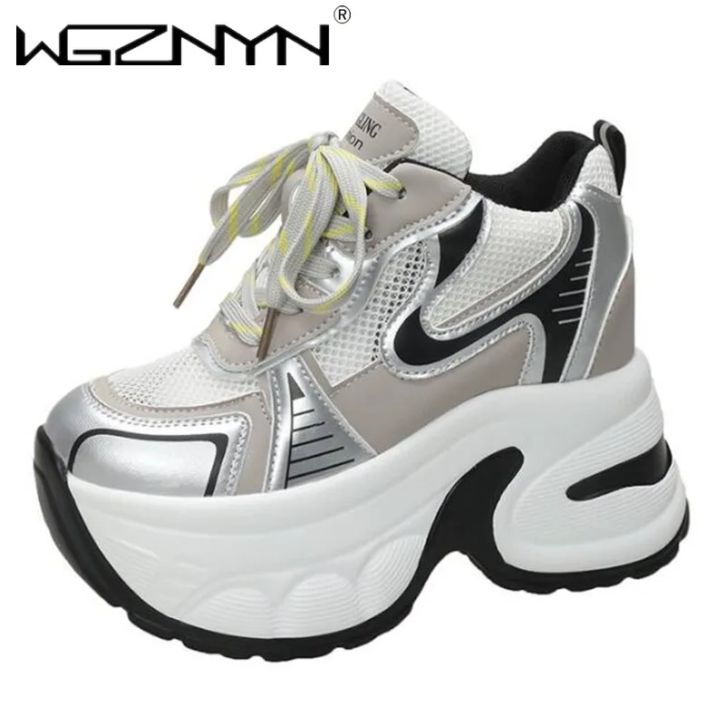 

Новинка 2024, женская модель, воздухопроницаемая обувь на толстой подошве, Повседневная сетчатая обувь, массивные спортивные кроссовки для папы
