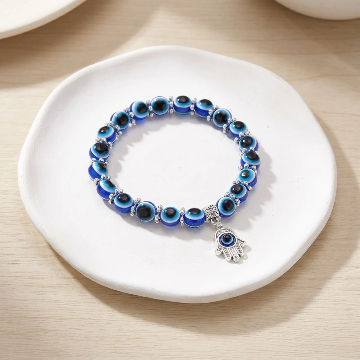 Resin Blue Evil Eye Beaded Hand Pendant Bracelets For Women Men Lucky Butterfly Owl Elephant Turtle Demon Eye Bangles Jewelry