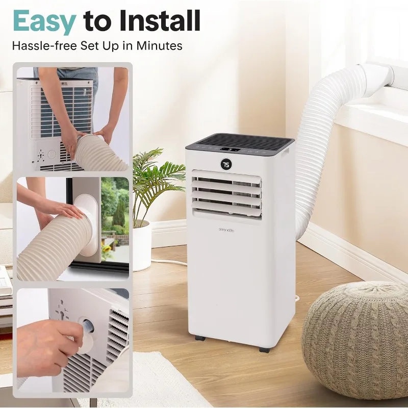 8000 BTU Portable Air Conditioner, Small AC Unit with Dehumidifier and Fan, Mini AC Unit with 350 Sq. Ft. Coverage, T