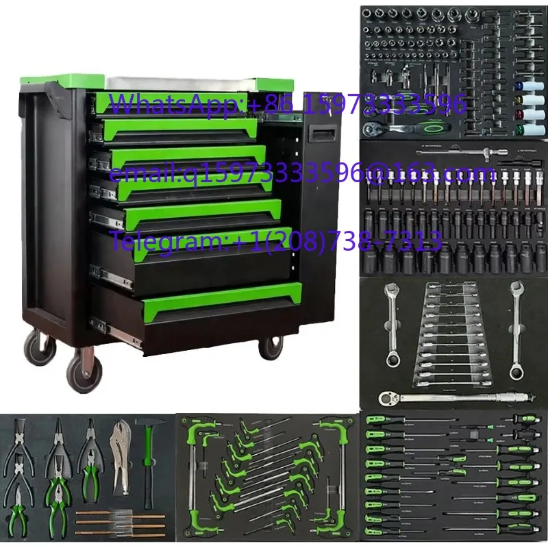 Heavy Duty Steel Tool Storage Chest Trolley with 200 PCS Mechanic Tool Set for Workshop Garage