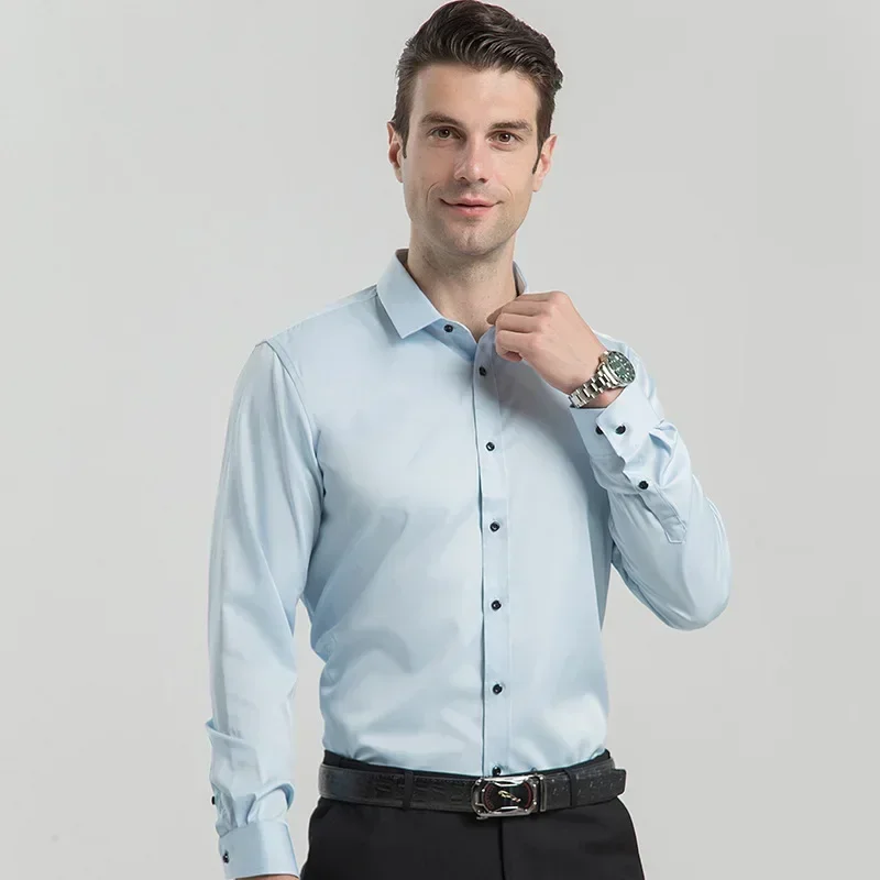 

Spring Autumn New Shirt Elastic Non-ironing Slim Business Dress Professional Shirt Men Plus Size