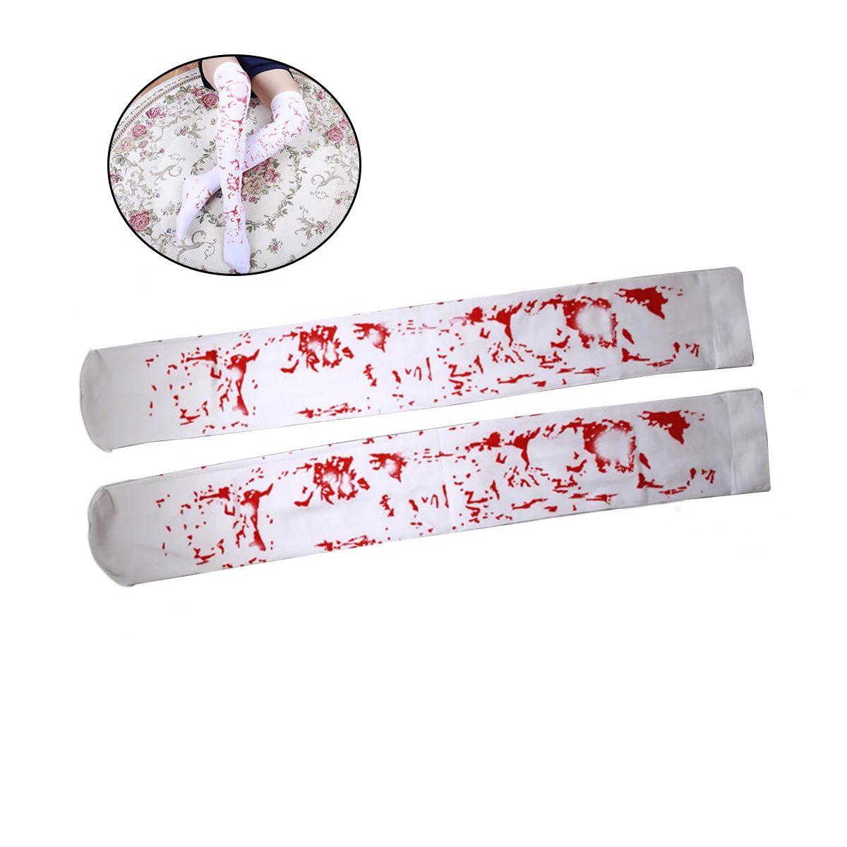 

1 Pair Blood Women Knee High Stockings For Cosplay Party Costume Spooky Halloween Women Costume Socks Halloween Socks Knee High