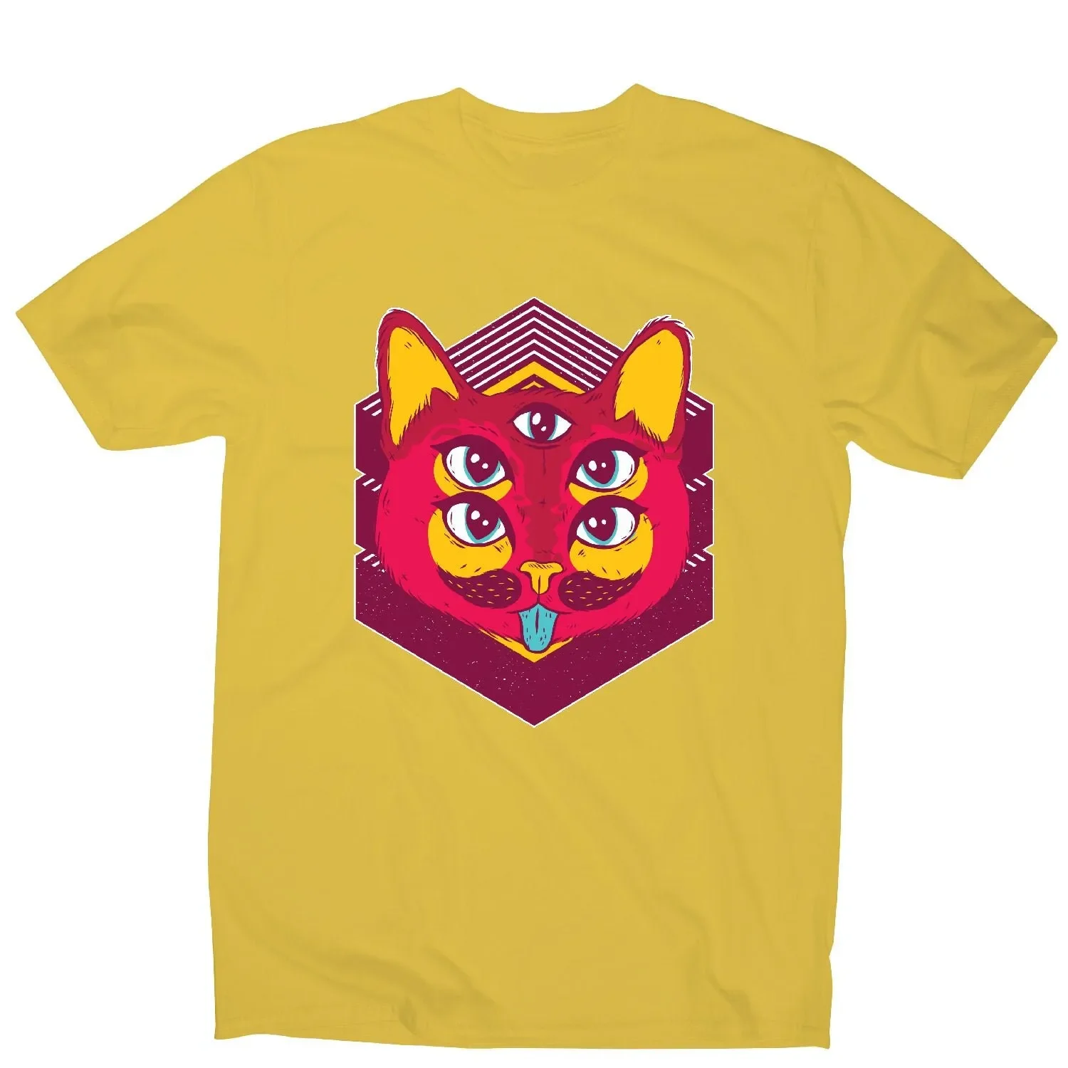 Psychedelische Katzenillustration Herren-T-Shirt