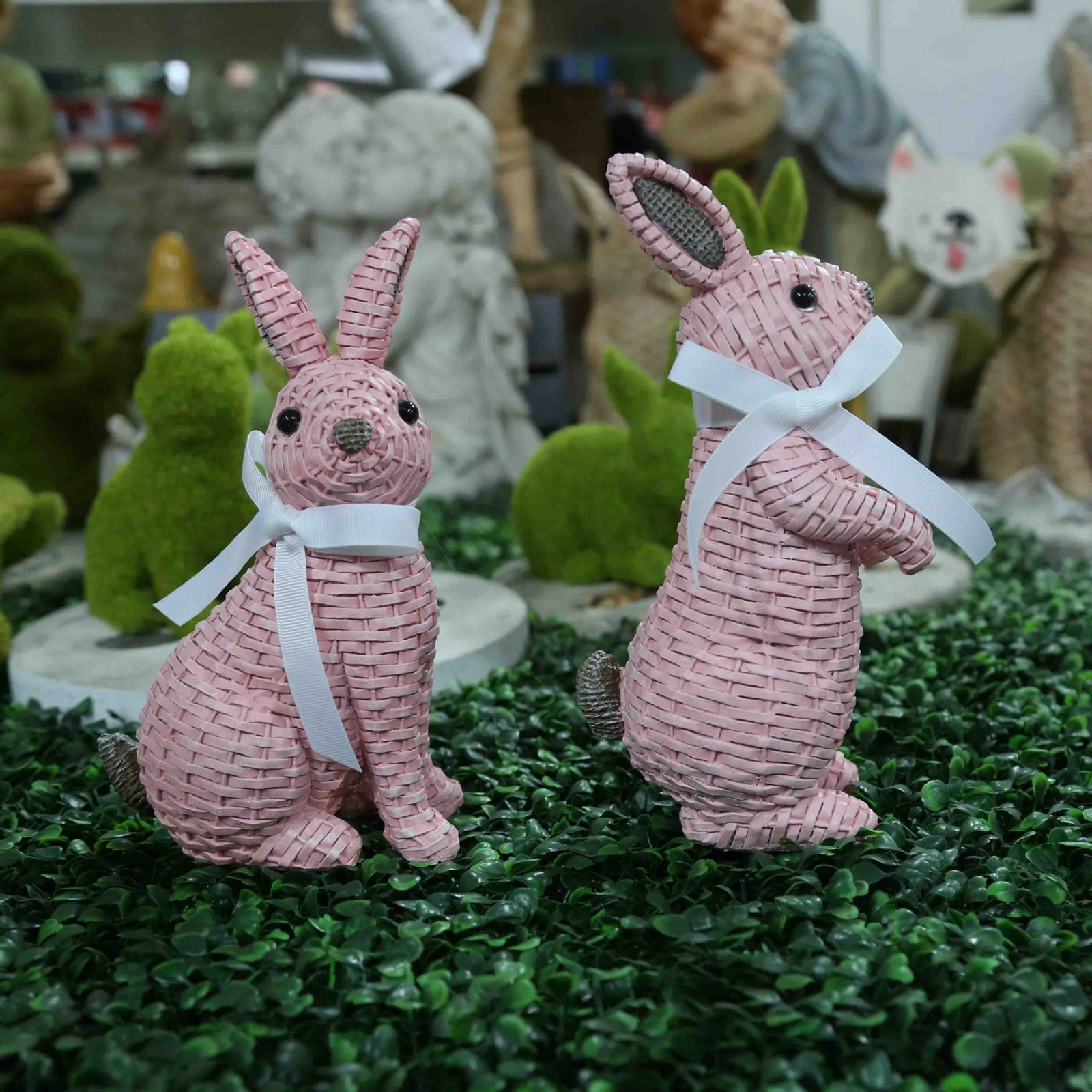 Bunny Figurine Rabbit Sculpture Easter Decoration for Backyard Desktop Art Outdoor Rabbit Sculpture Statue Figurines for Lawn