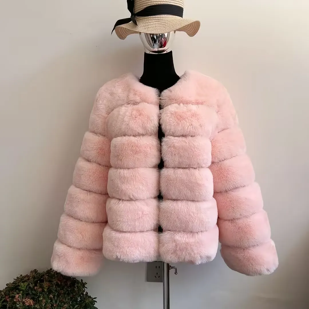 New Women's Faux Fur coat Fashionable Luxury Striped Fake Fur Jacket Women's Environmentally Friendly Fur Jacket winter