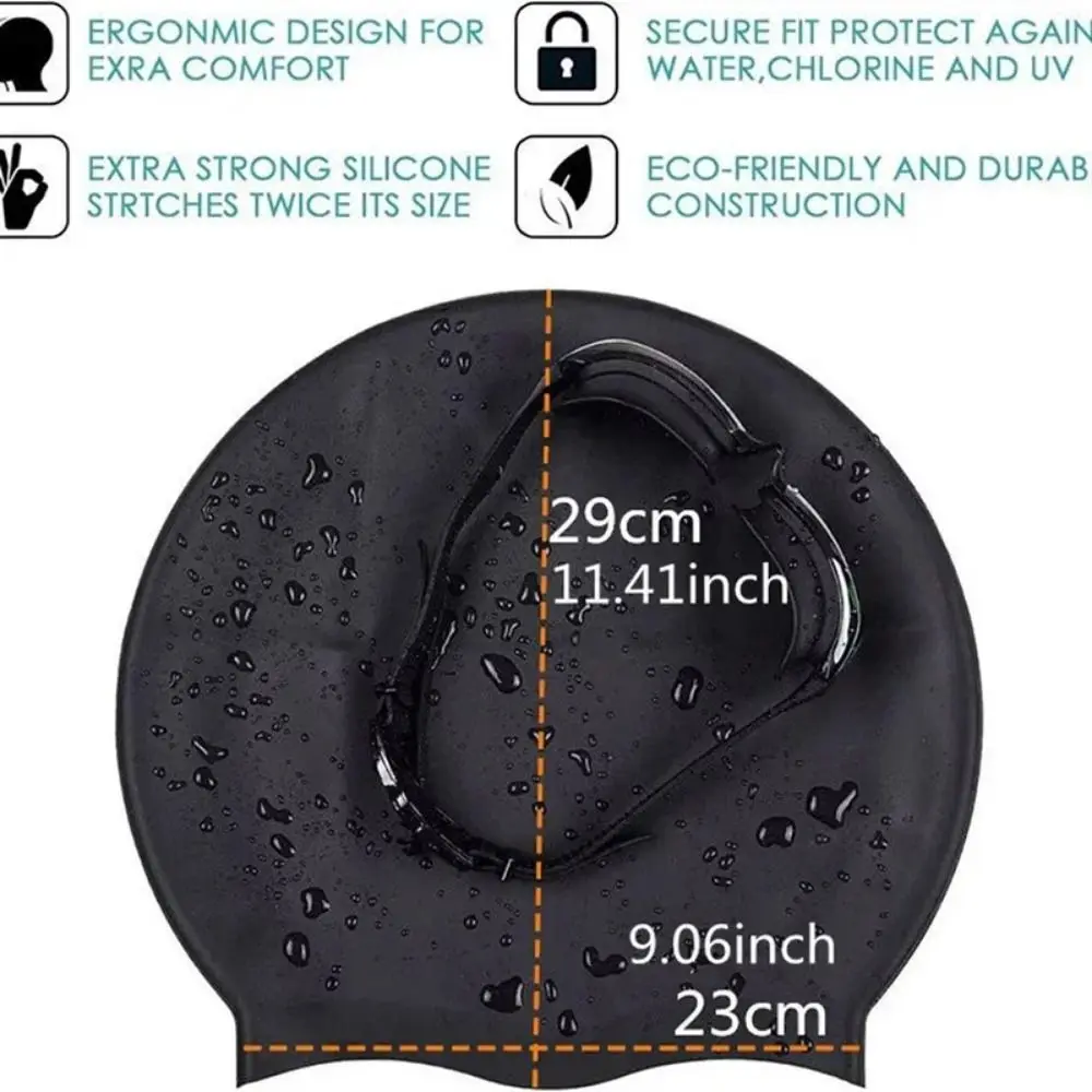 غطاء رأس سباحة مرن من السيليكون ناعم بلون سادة مقاوم للماء، قبعة سباحة بتصميم سميك، قبعة غطس احترافية