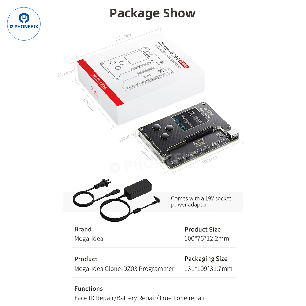 Imagem -06 - Qianli Clone Dz03 Programador Face id Bateria True Tone Reparação de Dados para Iphone X15pm Dot Matrix Projetor sem Reparo de Solda