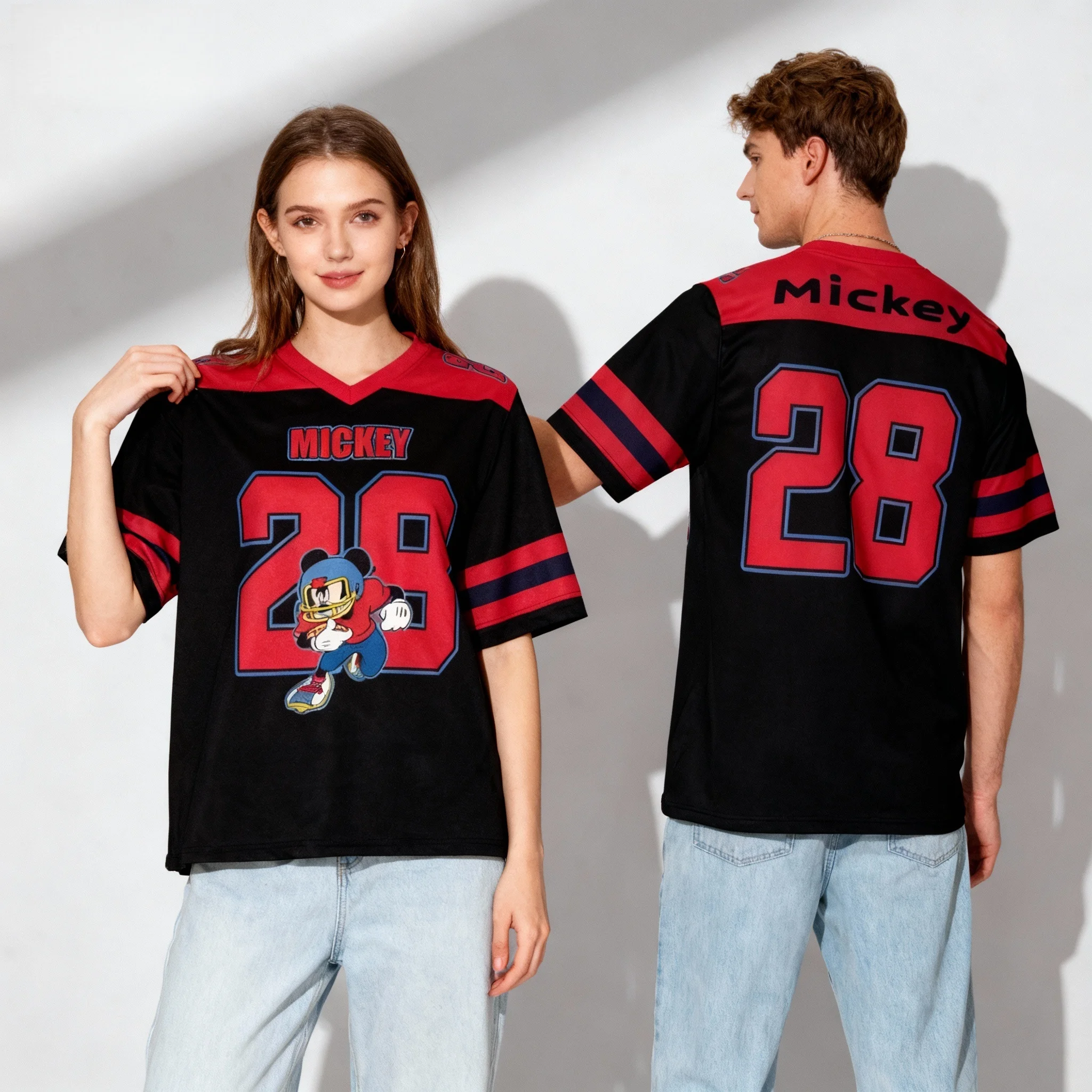 ديزني الرسوم المتحركة شخصية تحت عنوان الرجبي جيرسي الحلو وبارد الشارع تيشيرت صيفي المتضخم المرأة الكبار الساخن بيع 25/26 #3