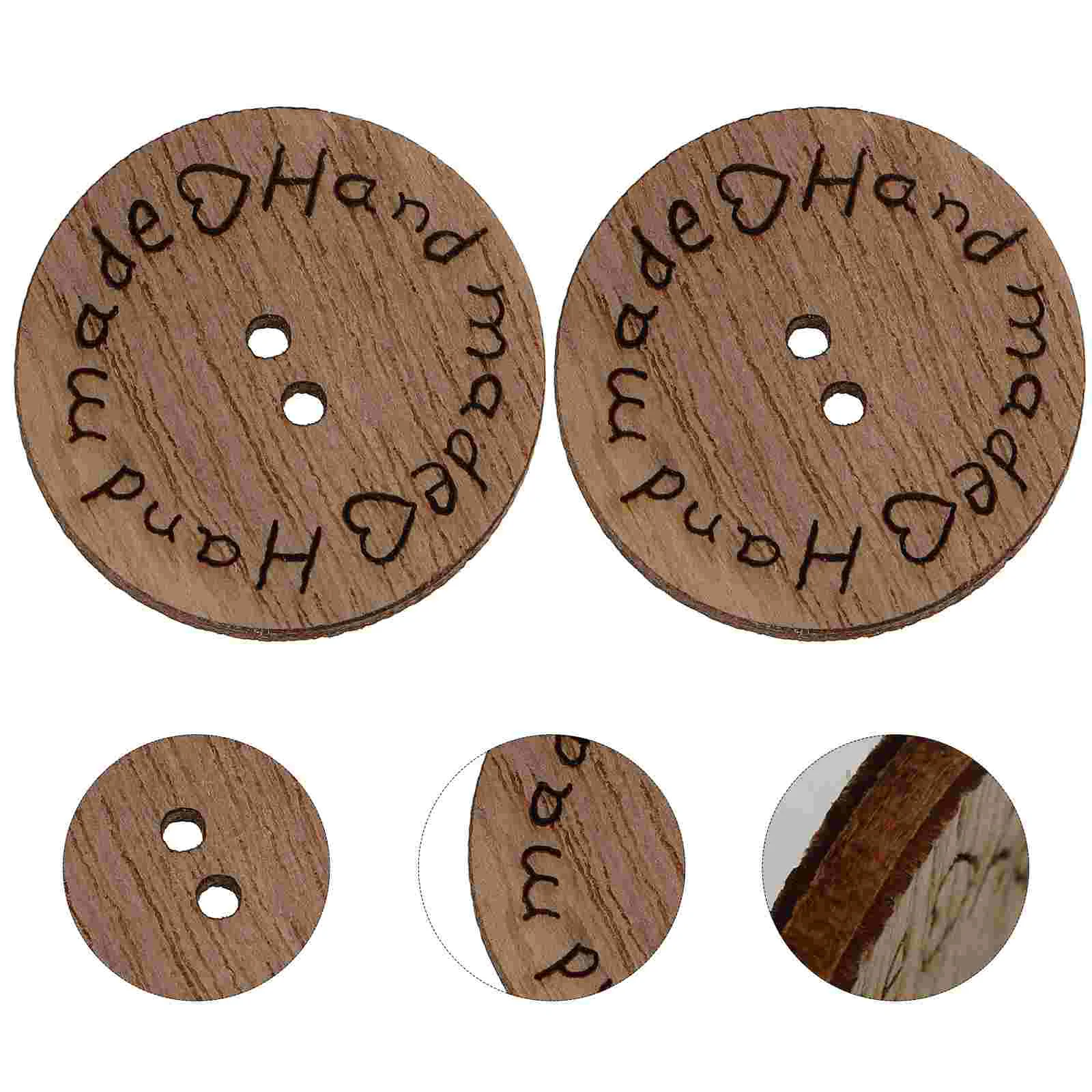 100 Pcs Buttons Wooden Sign for Sewing DIY Overcoats Decor Signage Retro Style Clothing