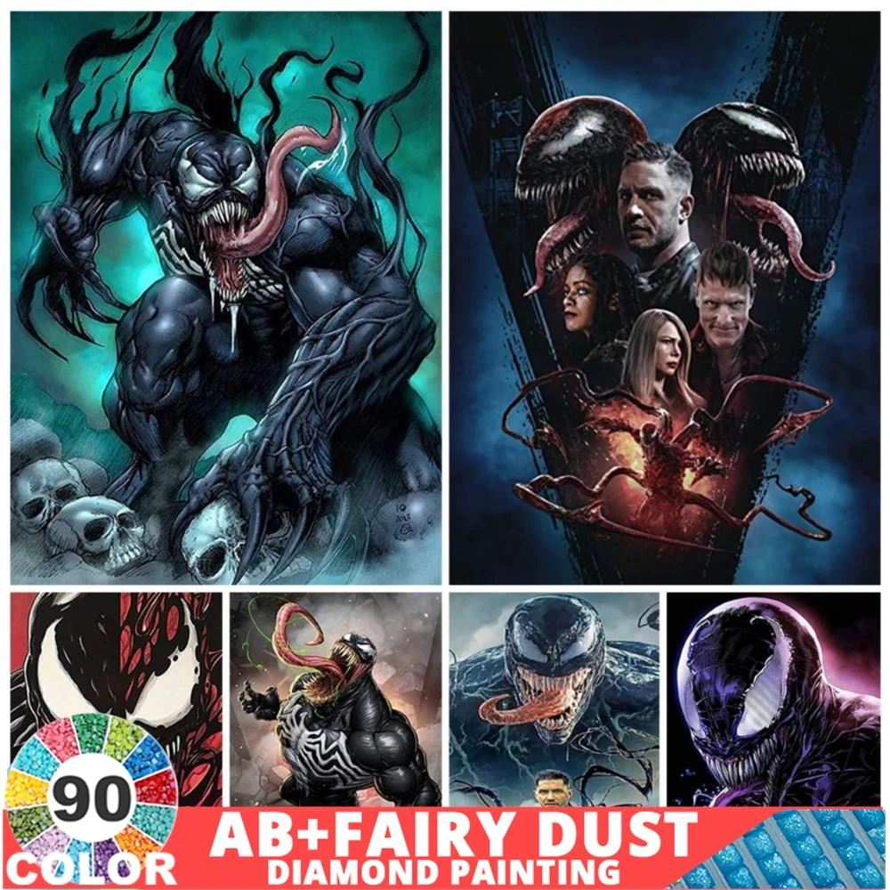 90 Colour Venom AB Fairy Dust Diamond Painting Disney Avengers Movie Characters Mosaic 5D DIY Crafts New Arrivals Sets Decor