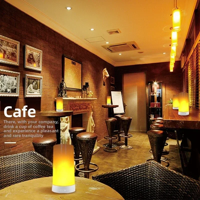 USB Rechargeable Led Flame Lamp with Remote and Timer Waterproof Light Flameless Light for Home Garden Halloween Party Bar Decor