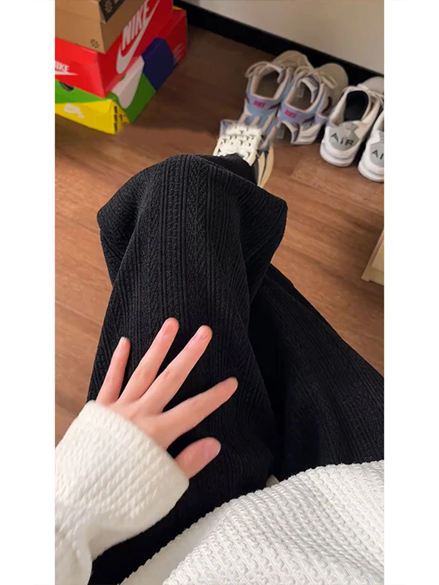 

Мужские утепленные спортивные брюки Bla Fce Lined Wheat Stem для осени и зимы, повседневные вязаные штаны в американском ретро-стиле, прямые брюки