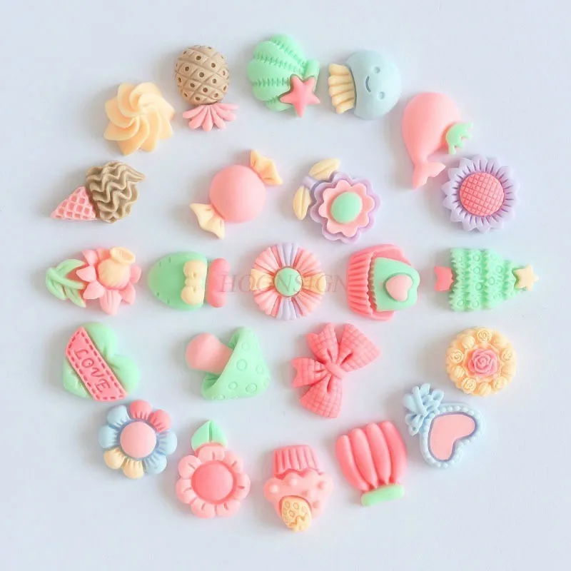 50pcs Push pin soft wood board frosted resin cartoon soft cute style felt wall decoration nail