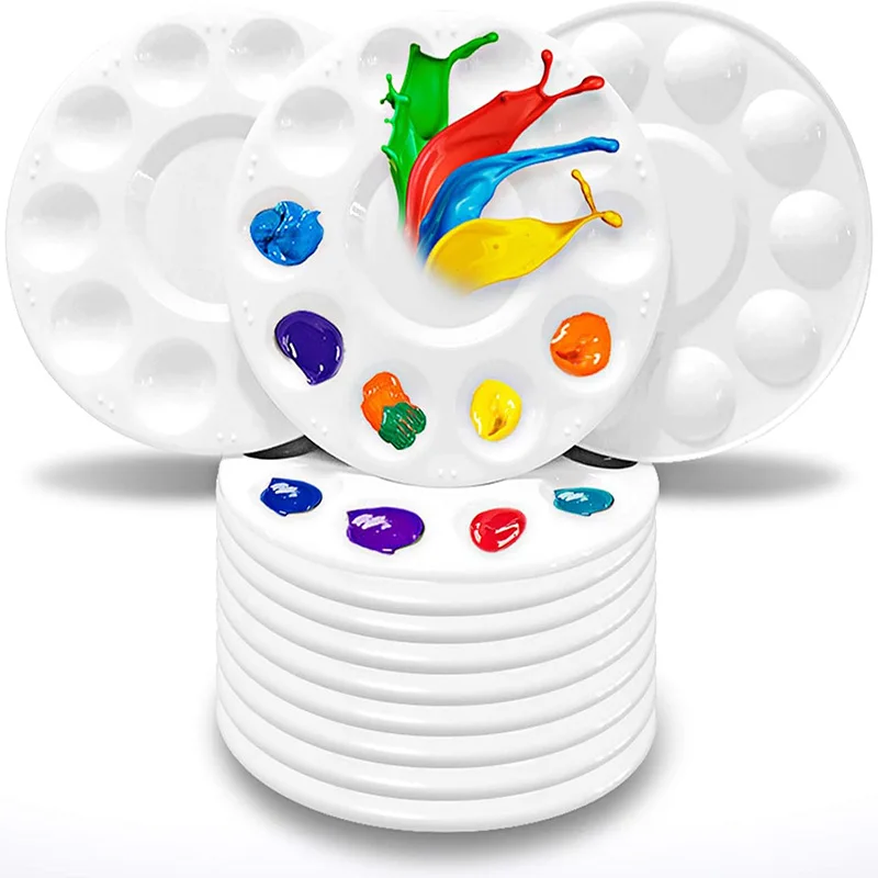 

Набор из 7 круглых пластиковых палитр для красок — 12-луночные лотки для смешивания акварельных/гаашевых красок для художественной живописи