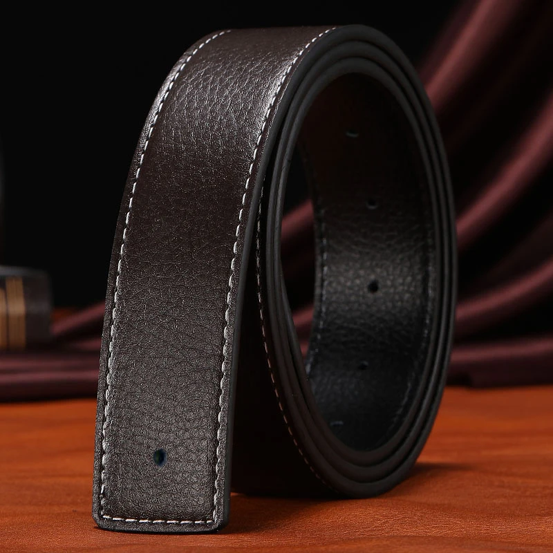 Herren-Gürtel mit 3,7 cm breiter, perforierter Glattschnalle – Modischer, vielseitiger Business-Gürtel mit H-Buchstaben-Ersatzschnalle und separatem Gürtelband – Detail 14
