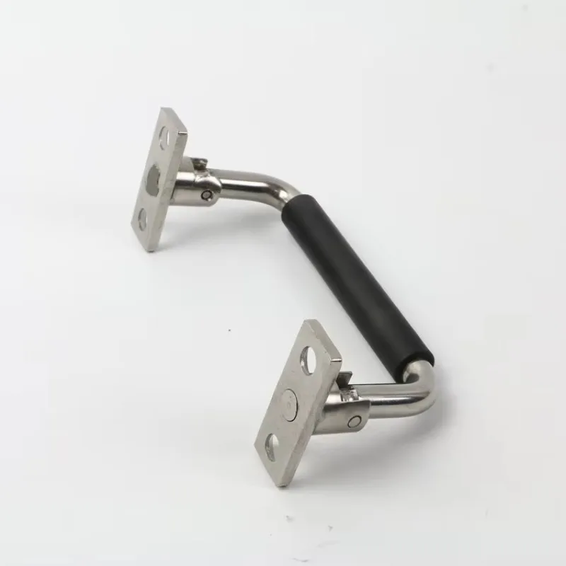 Stainless steel folding handle with black PVC handle, surface-mounted swivel