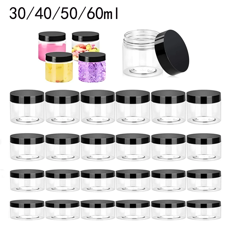 36pcs Black White Clear Plastic Jar Empty Cosmetic Containers Travel Storage Makeup Bottle Cream Bottle Candy Jar 30/40/50/60ml