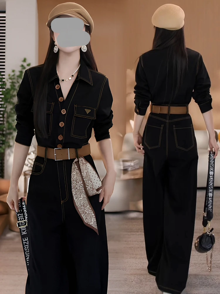 Faionable Jeugdig eendelig pak Casual hoge taille wijde pijpen broek Lente nieuwe Sle Comfortabele afslankende werkkleding jumpsuit