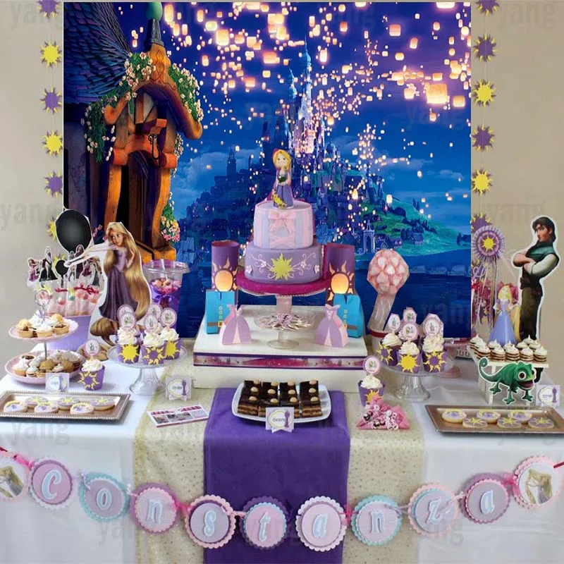 Disney Castle Princess Tangled  Rapunzel Backdrop  Girl's Baby Shower Celebration Party Princess Birthday Decoration Background