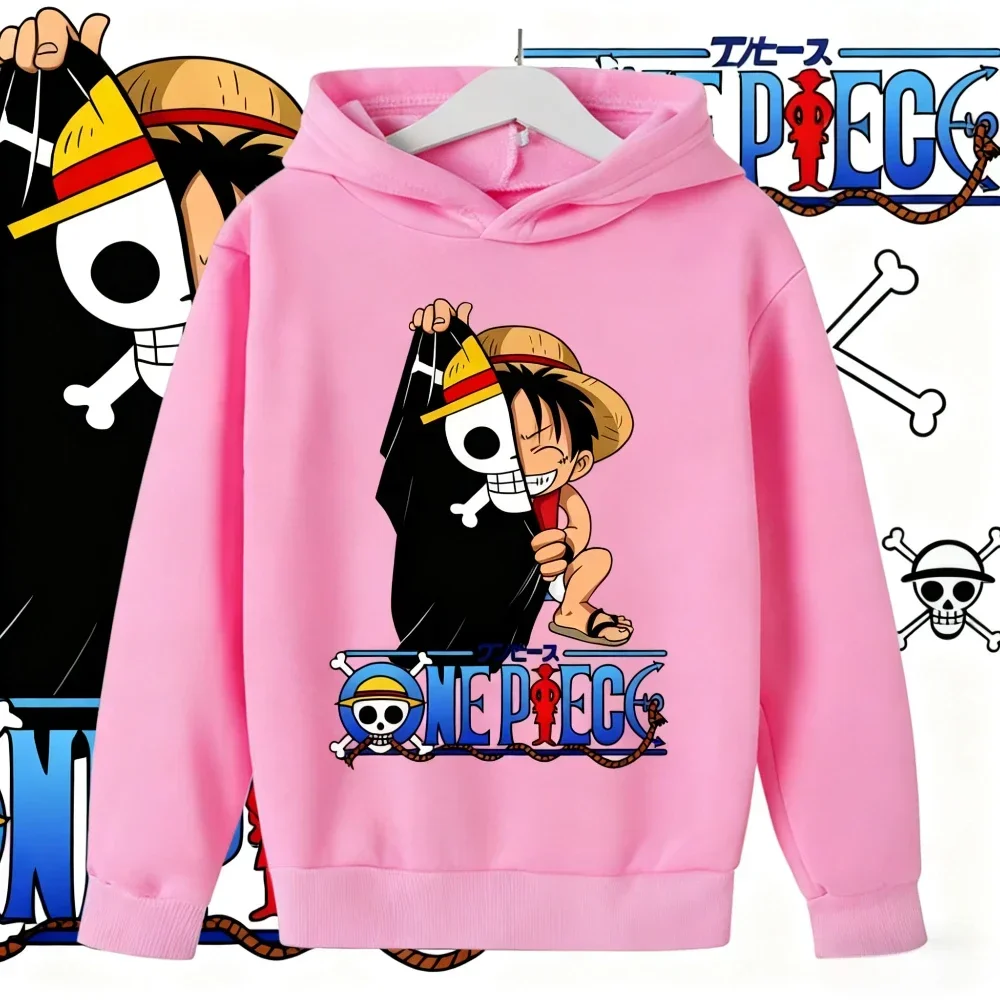 One Piece Hoodie Kids Luffy Pirate Anime Manga Cartoon Boys Game Cool Vintage Oversized Casual Sport Sweatshirts