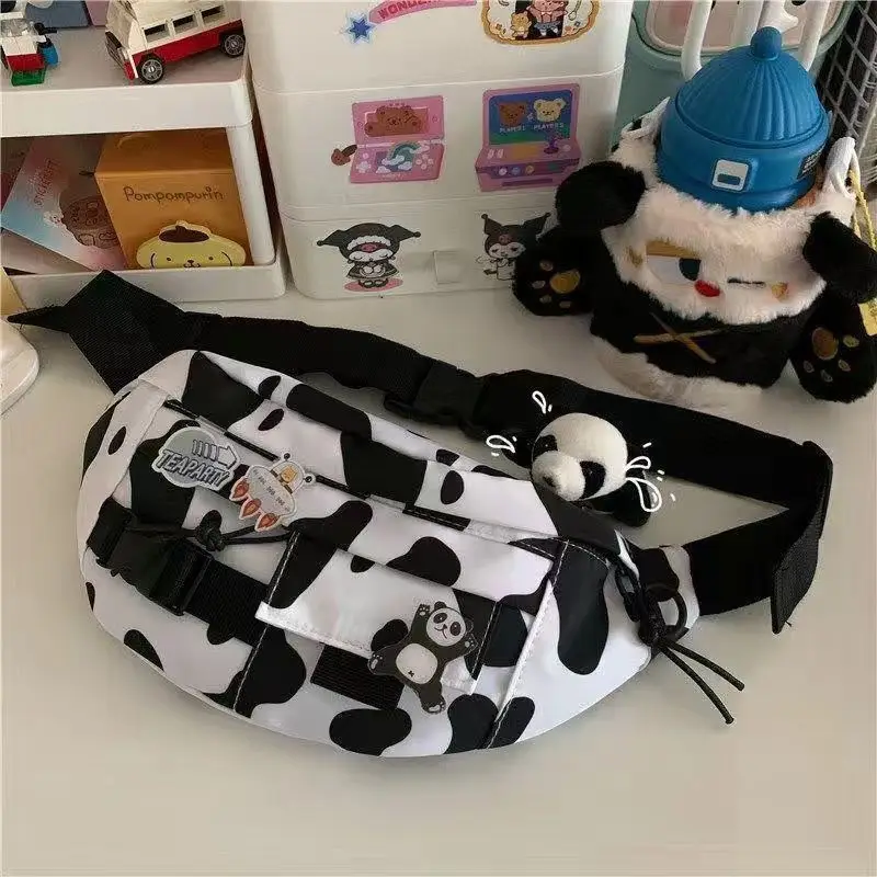 Japanese Style Dark Wind Chessboard Checker Work Clothes Chest Bag Female Korean Versatile Messenger Bag Girl Waist Bag Trend