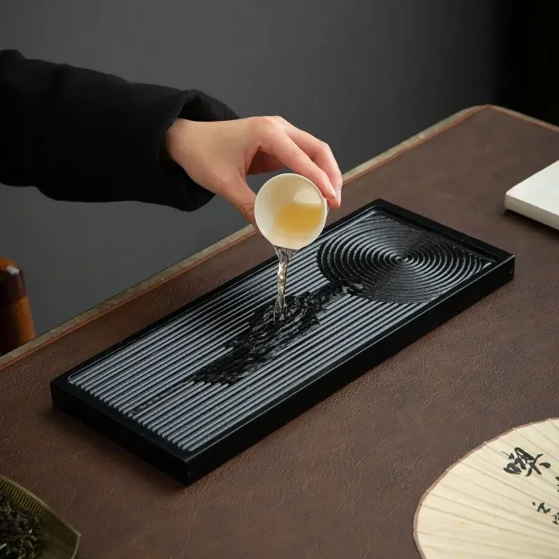 Japanese style minimalist kung fu household landscape square dry tea table,  drainage tea tray, small tea set tray