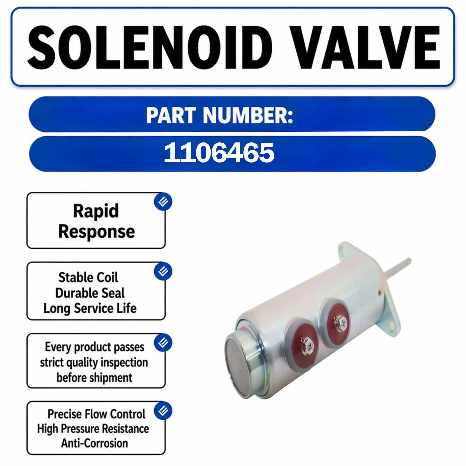 110-6465 1106465 24V Shut-Off Solenoid Valve For Caterpillar CAT  3406B 3304 3306 3406B 3406C 3304B 3306B Engines - Industrial