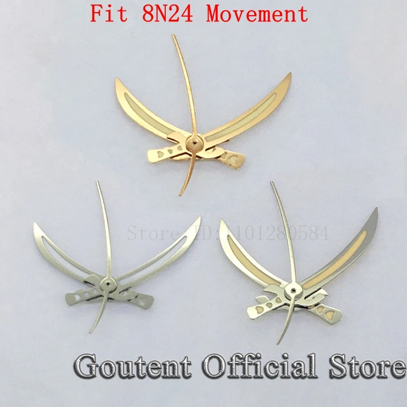 Goutent New Silver Golden Watch Hands Fit 8N24 Movement Watch Accessories